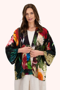 Midnight Posy Short Kimono