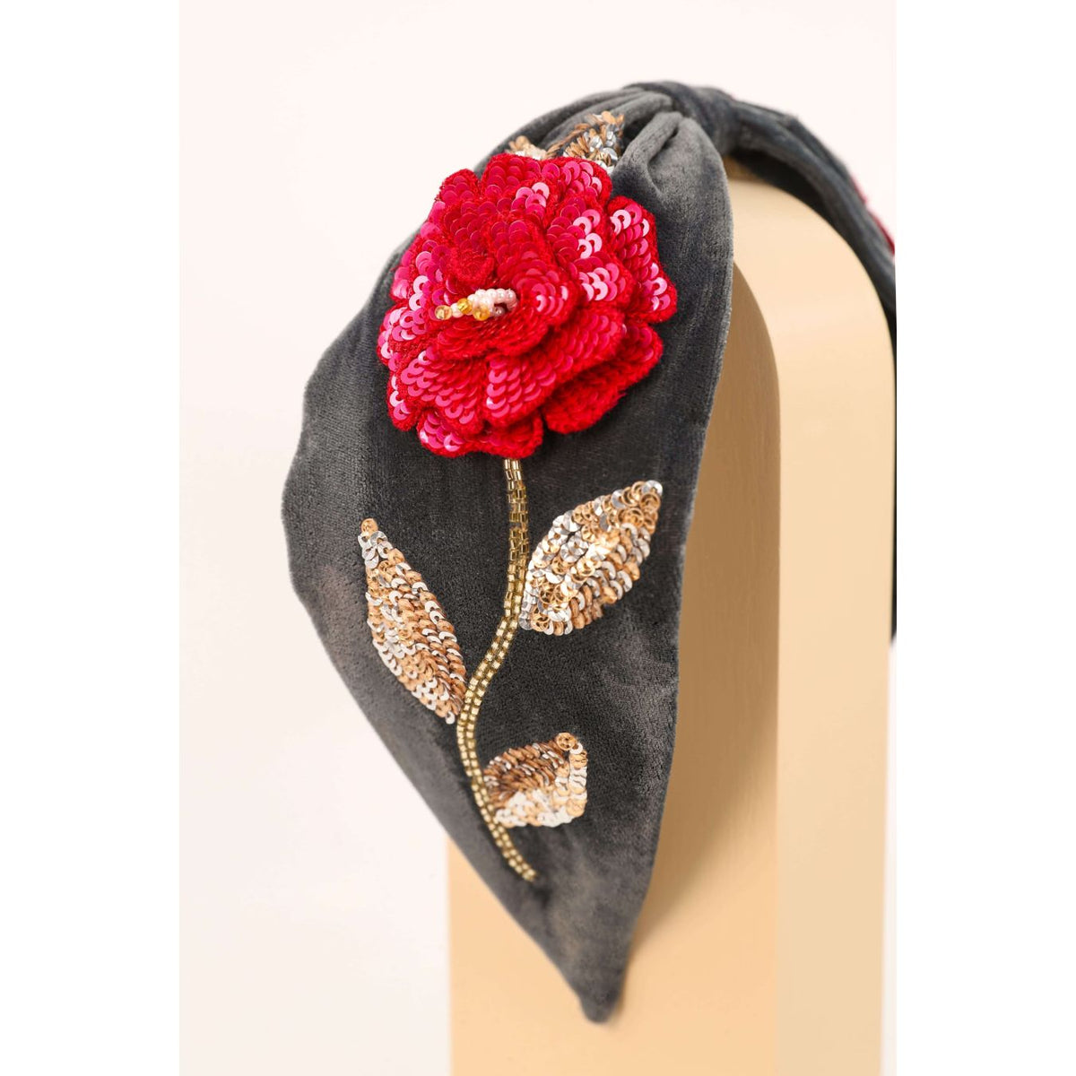 Zinnia Flower Embroidered Headband