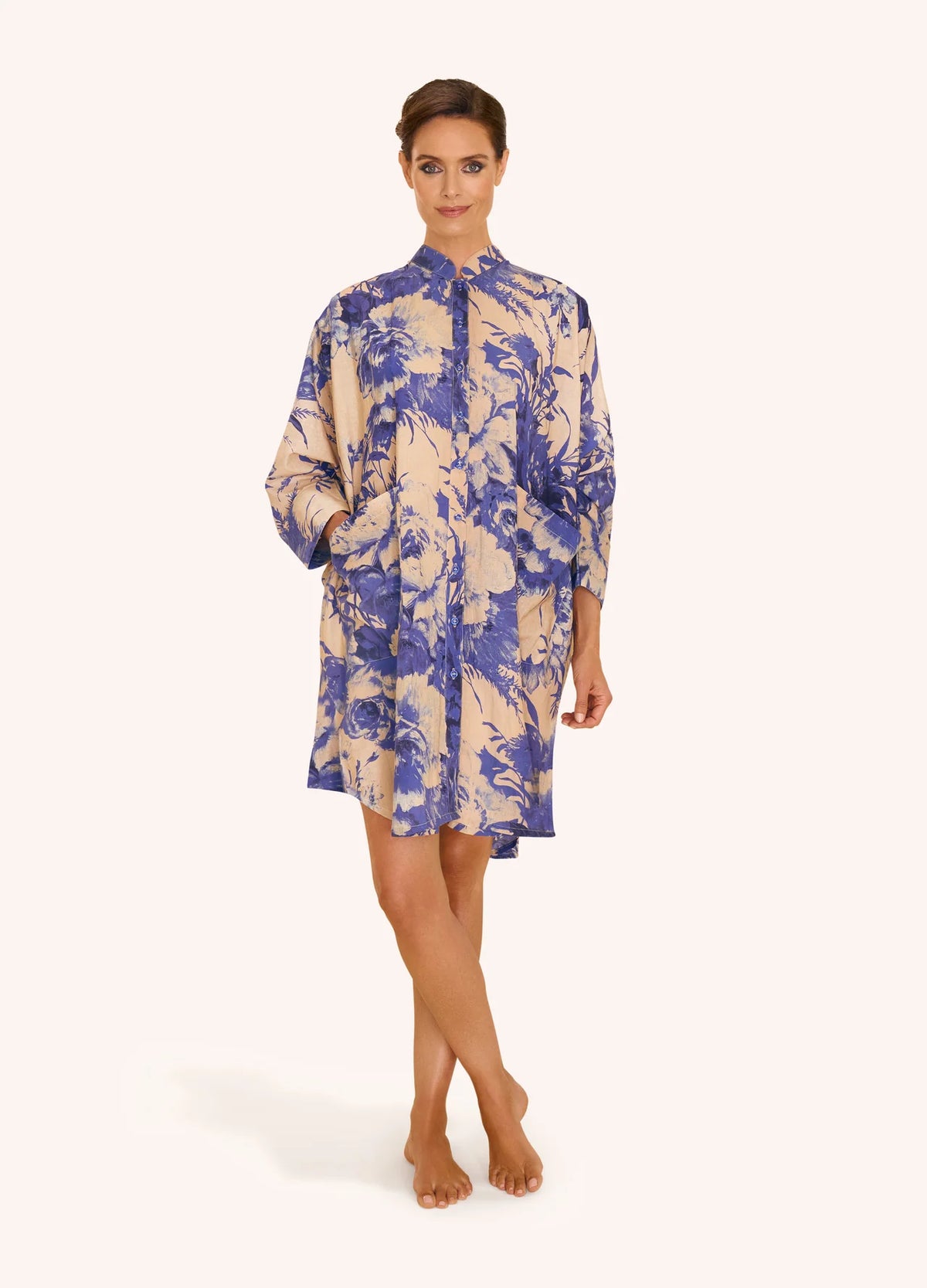 Oversized Shirt Dress - China Blue Blooms