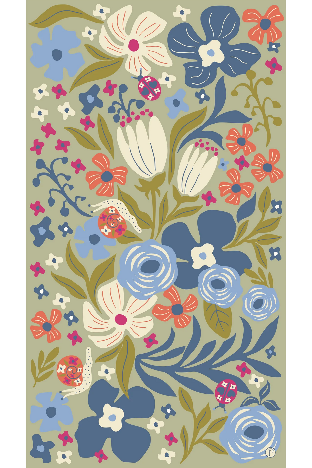 Print Scarf - Garden Friends in Wild Flowers