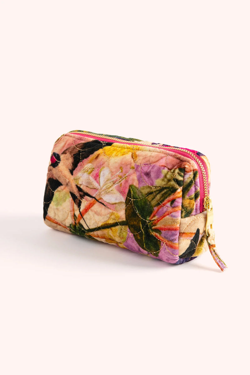 Quilted Cosmetics Bag in Cream Posy
