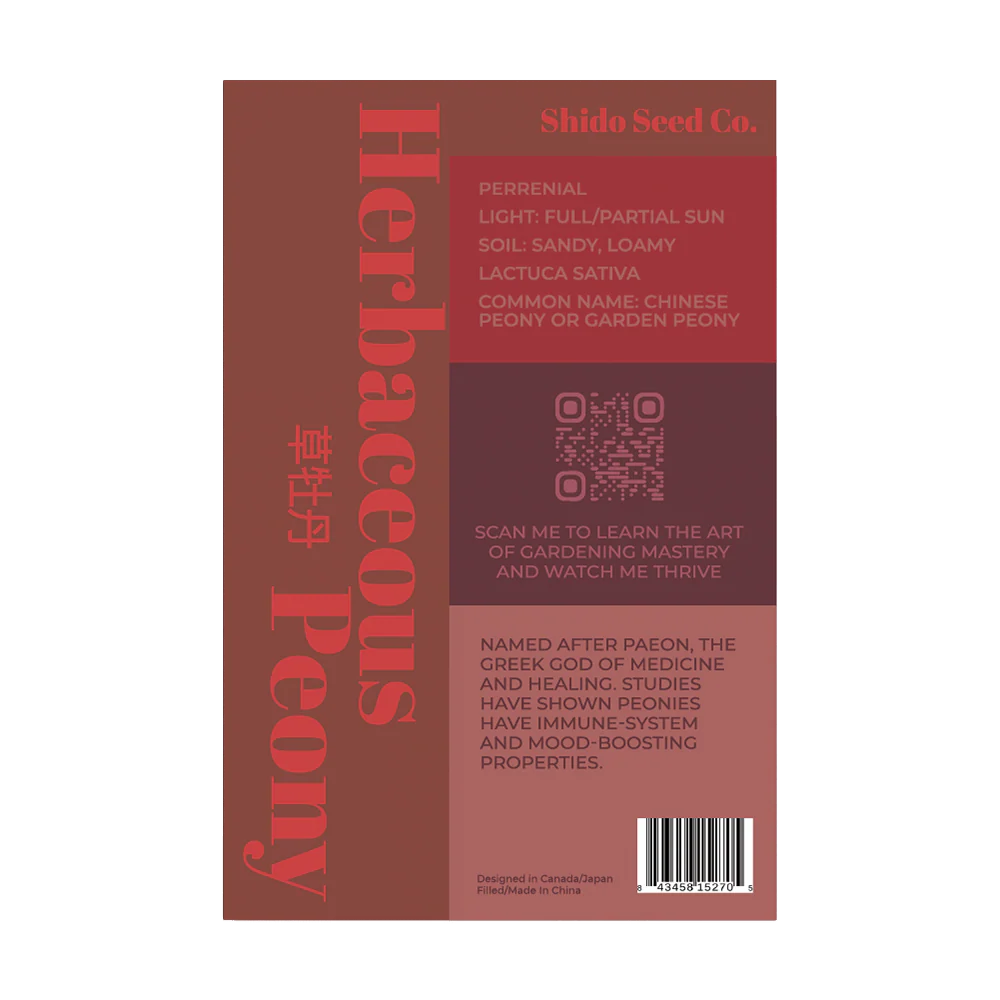 Herbaceous Peony Flower Seeds Packet