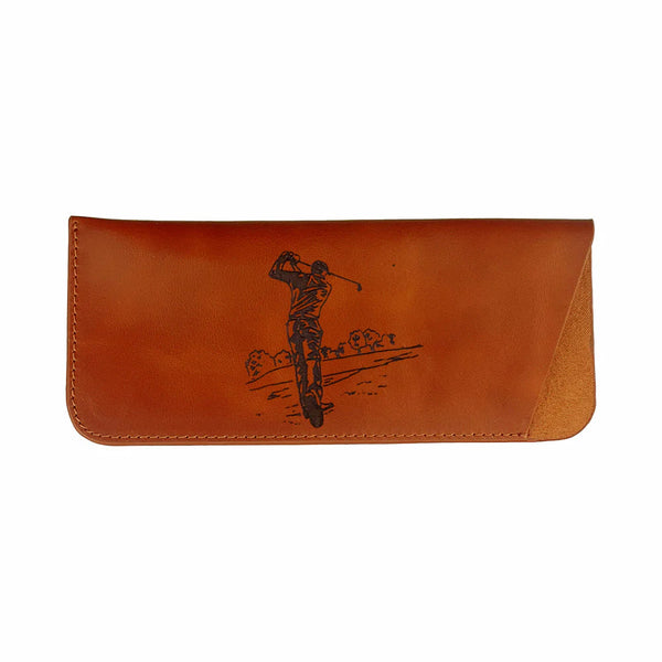 Leather glasses case - Golf Embossed