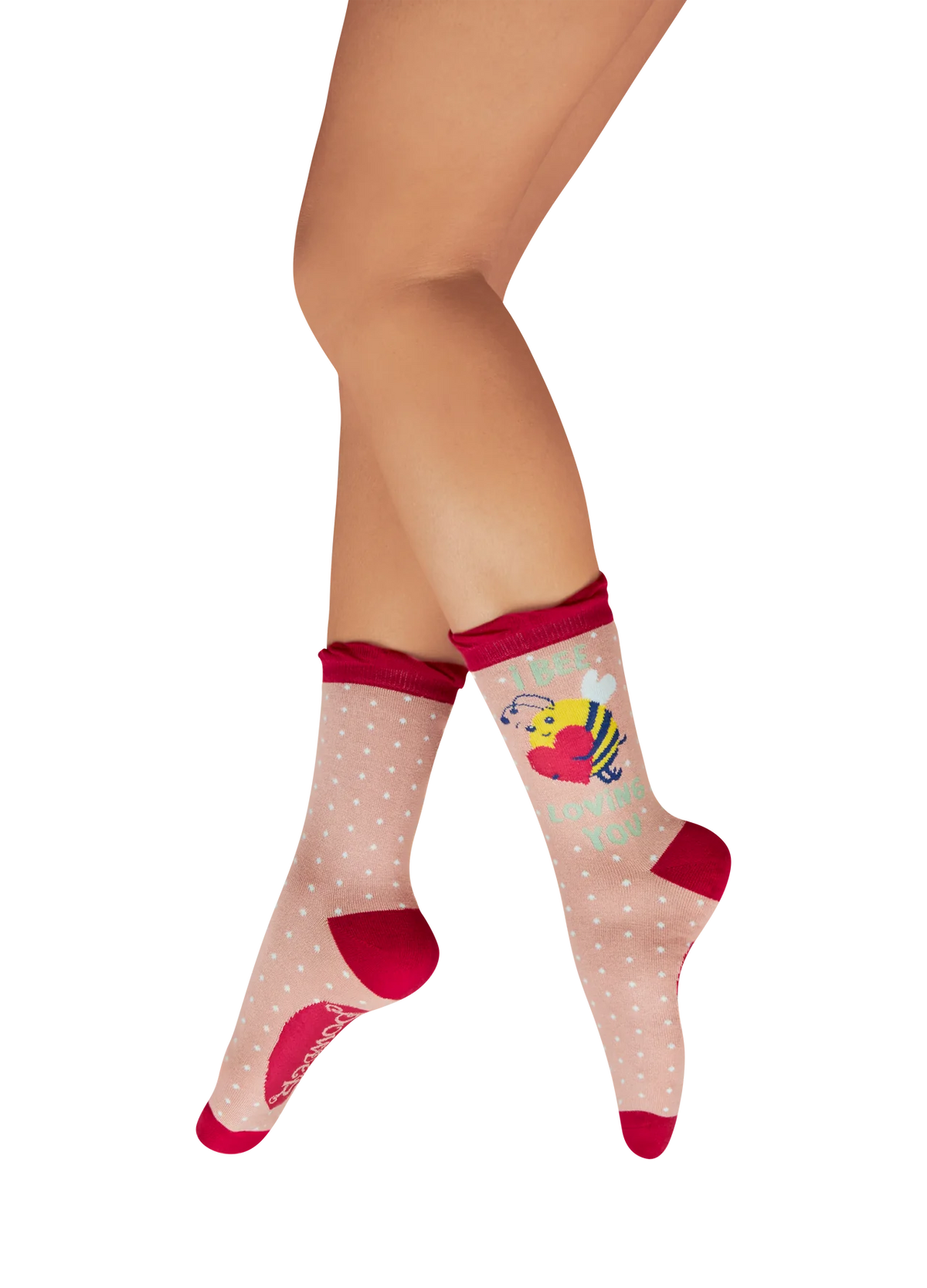 Ladies' Ankle Socks - I Bee Loving You - Petal