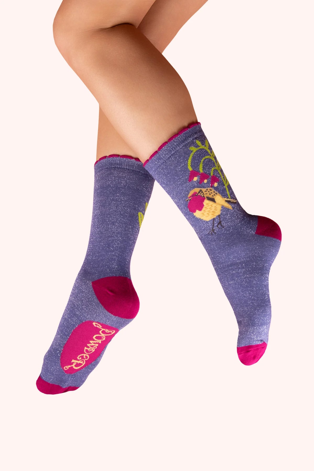 Powder Women's Glitter Socks - Robin Red Breast