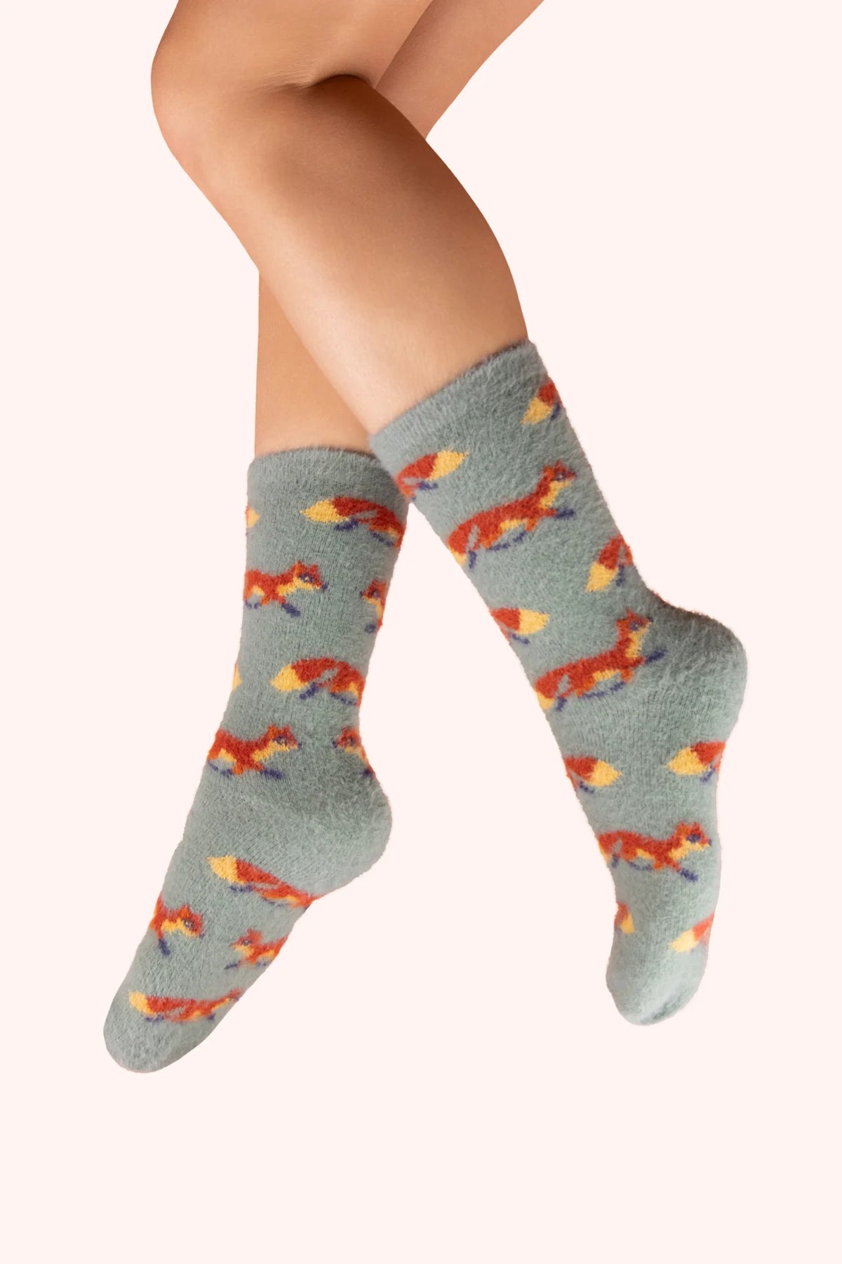Powder Women's Socks - Mini Foxes (fuzzy)