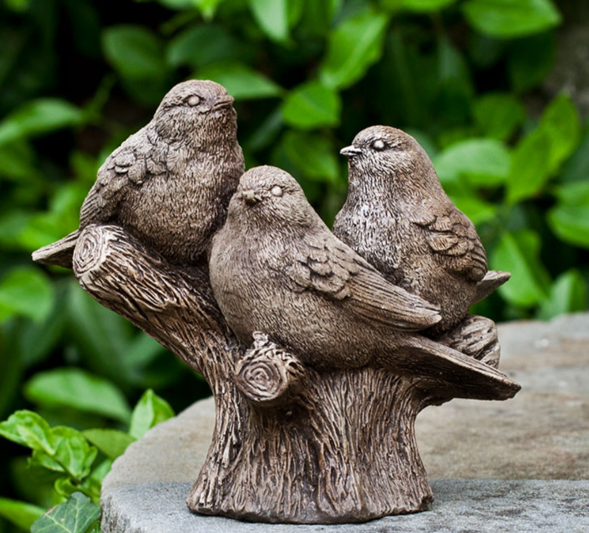 Campania Concrete "Three's Company" Bird Statue