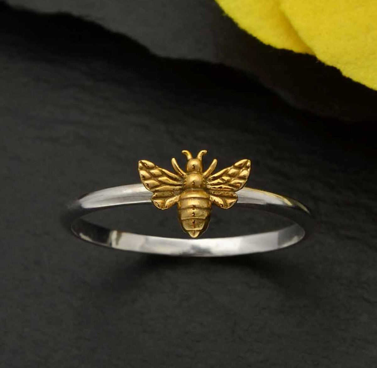 Sterling Silver Ring - Tiny Bronze Bee