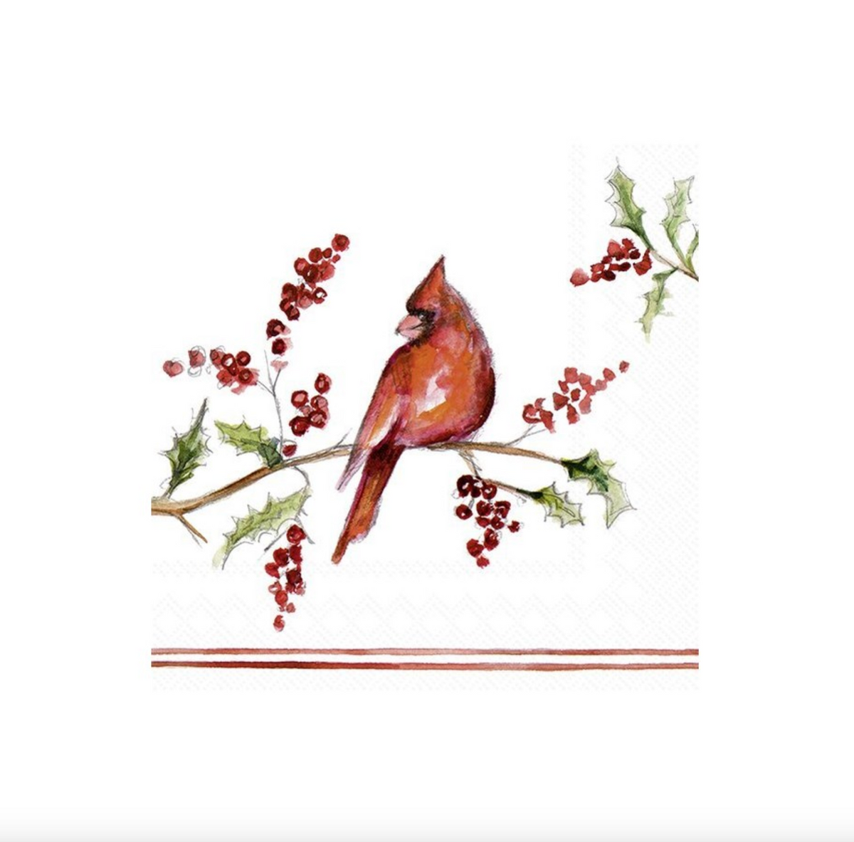 Cocktail Napkin - "Christmas Cardinal"