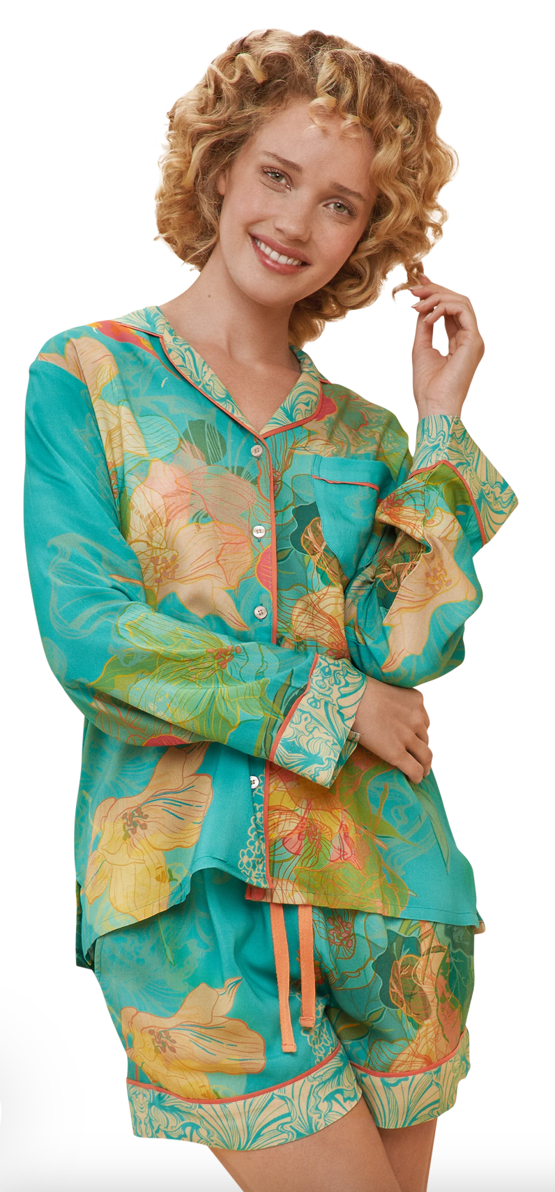 Powder Supersoft Pajamas in Aqua Hummingbirds