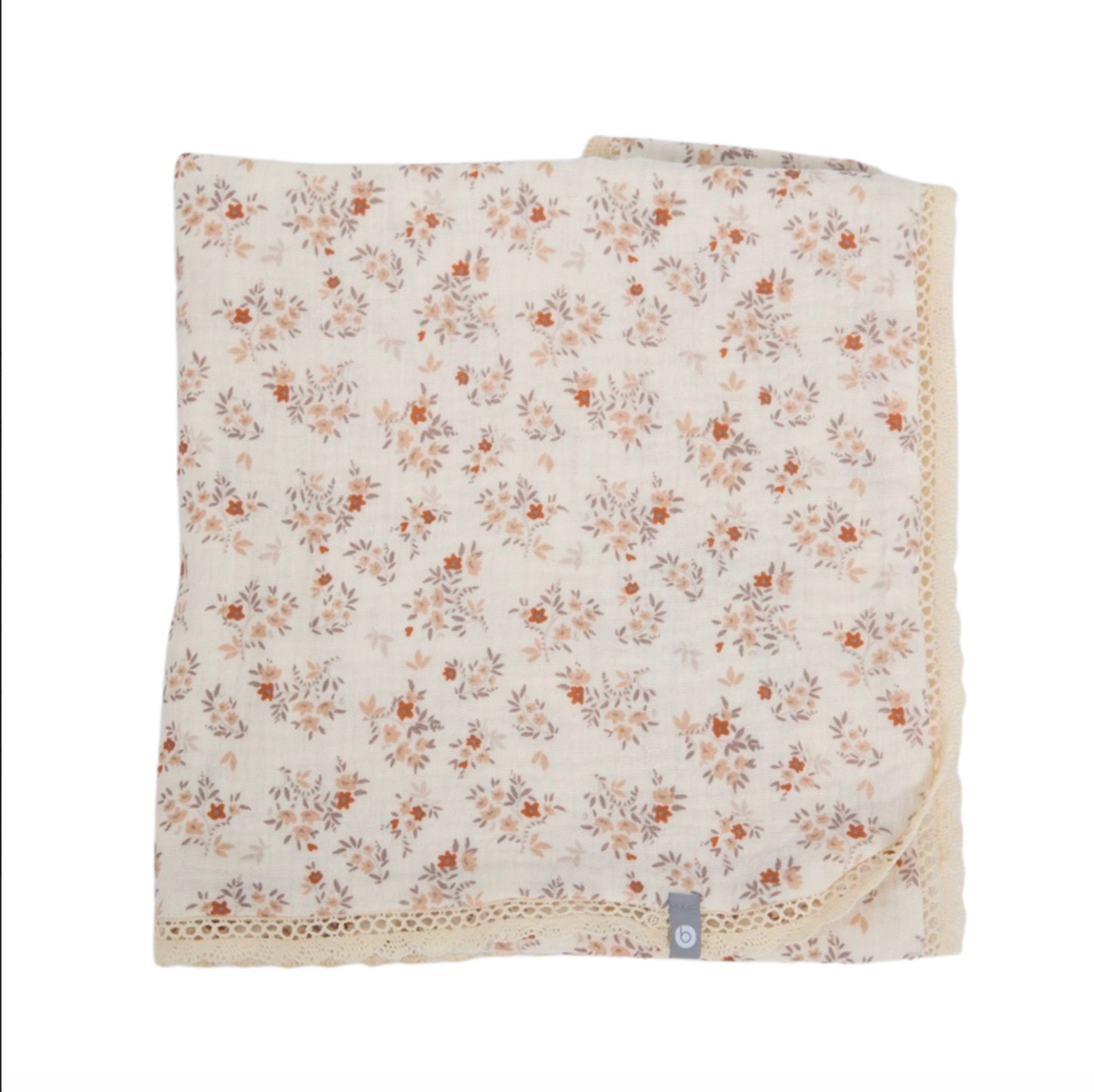 Baluchon Baby Blanket - Cotton Muslin with lace trim