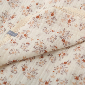 Baluchon Baby Blanket - Cotton Muslin with lace trim