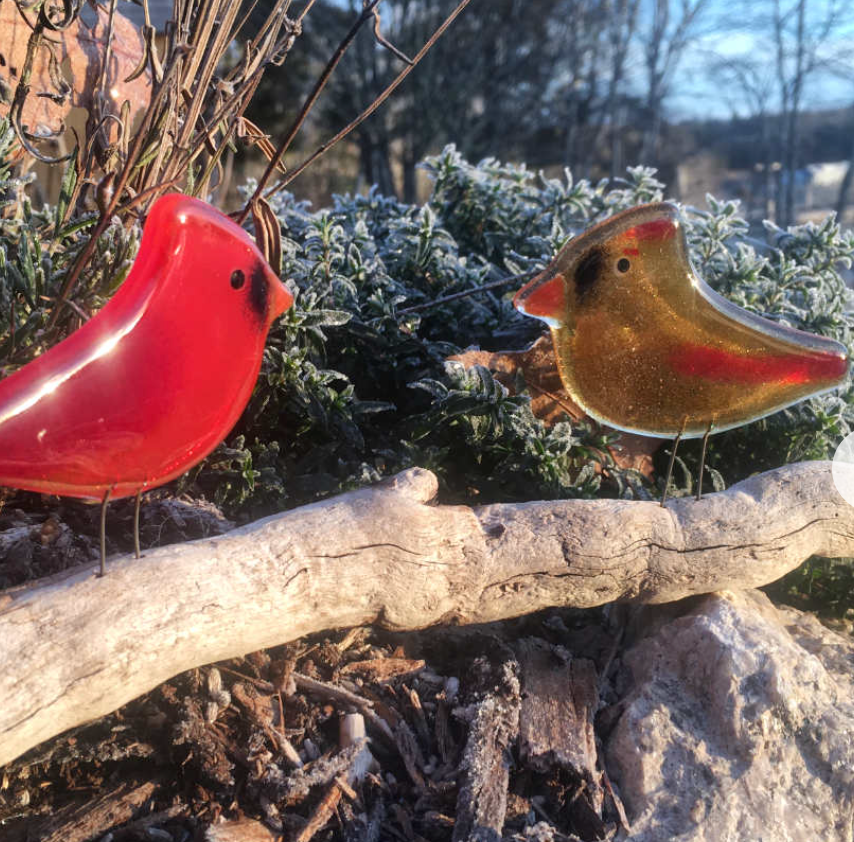 The Glass Bakery- Northern Cardinal Chick Pair