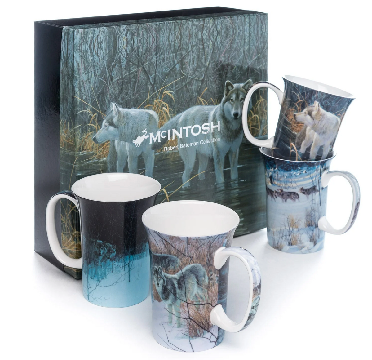 McIntosh 4 Piece Mug Set- Robert Bateman Wolves