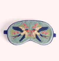 Luxury Velvet Embroidered eye mask - Swooping Swallows