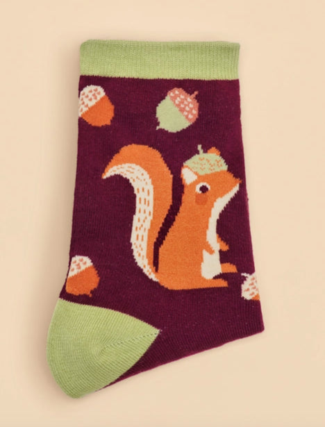 Squirrel with Acorn Beret Socks