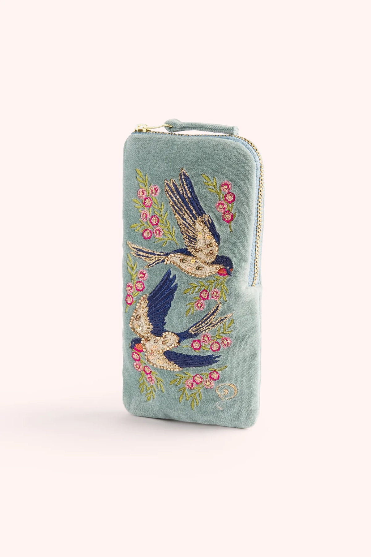 Swooping Swallows Velvet Sunglasses Case