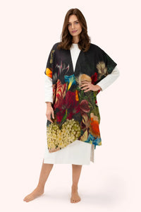 Opulent Florals in Chocolate Wool Wraparound