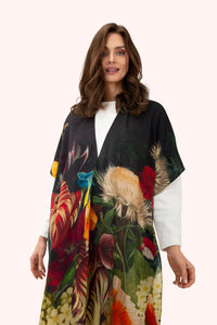 Opulent Florals in Chocolate Wool Wraparound