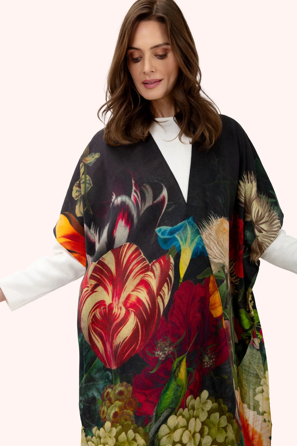 Opulent Florals in Chocolate Wool Wraparound