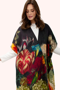 Opulent Florals in Chocolate Wool Wraparound