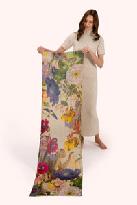 Autumn Posy Wool Wraparound in Cream Colour