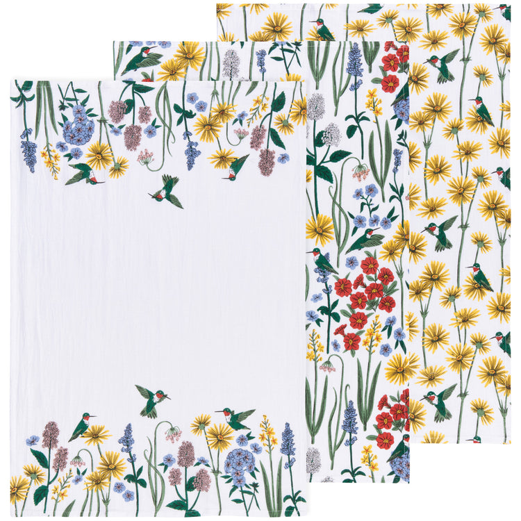Hummingbird Baker's Floursack Dishtowel Set of 3