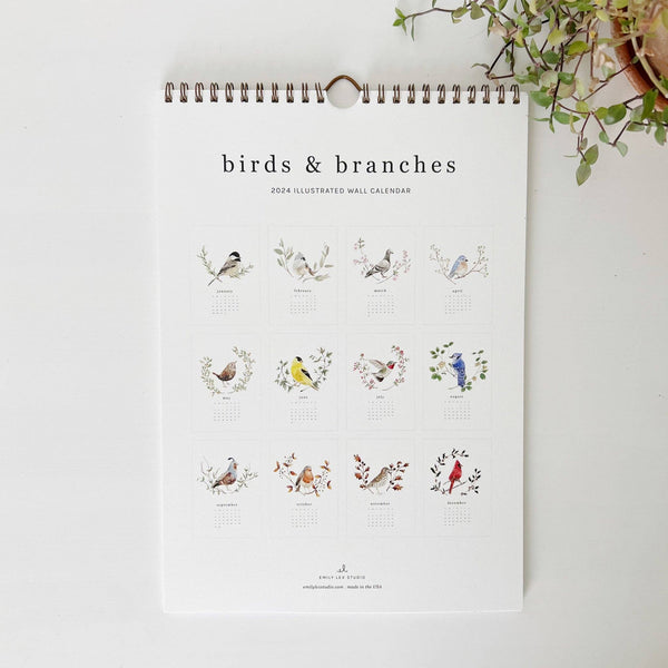 emily lex studio - 2024 birds & branches wall calendar