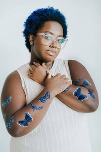 Tattly - Sapphire Moths Tattoo Pair
