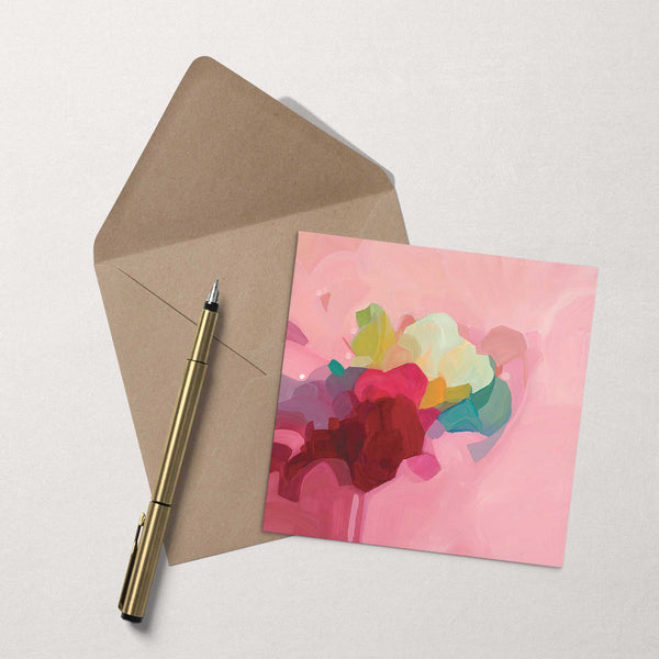 Susannah Bleasby Art - Dusty Rose Abstract Art Card | Abstract Art Greeting Card