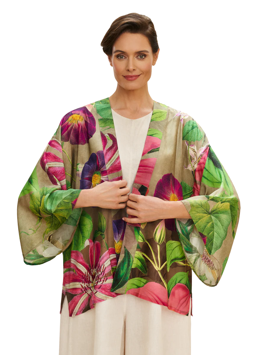 Oversized Botanical Short Kimono