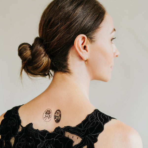 Tattly - Floral Cameos Tattoo Pair