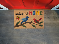 Welcome Home Birds on Branch Doormat