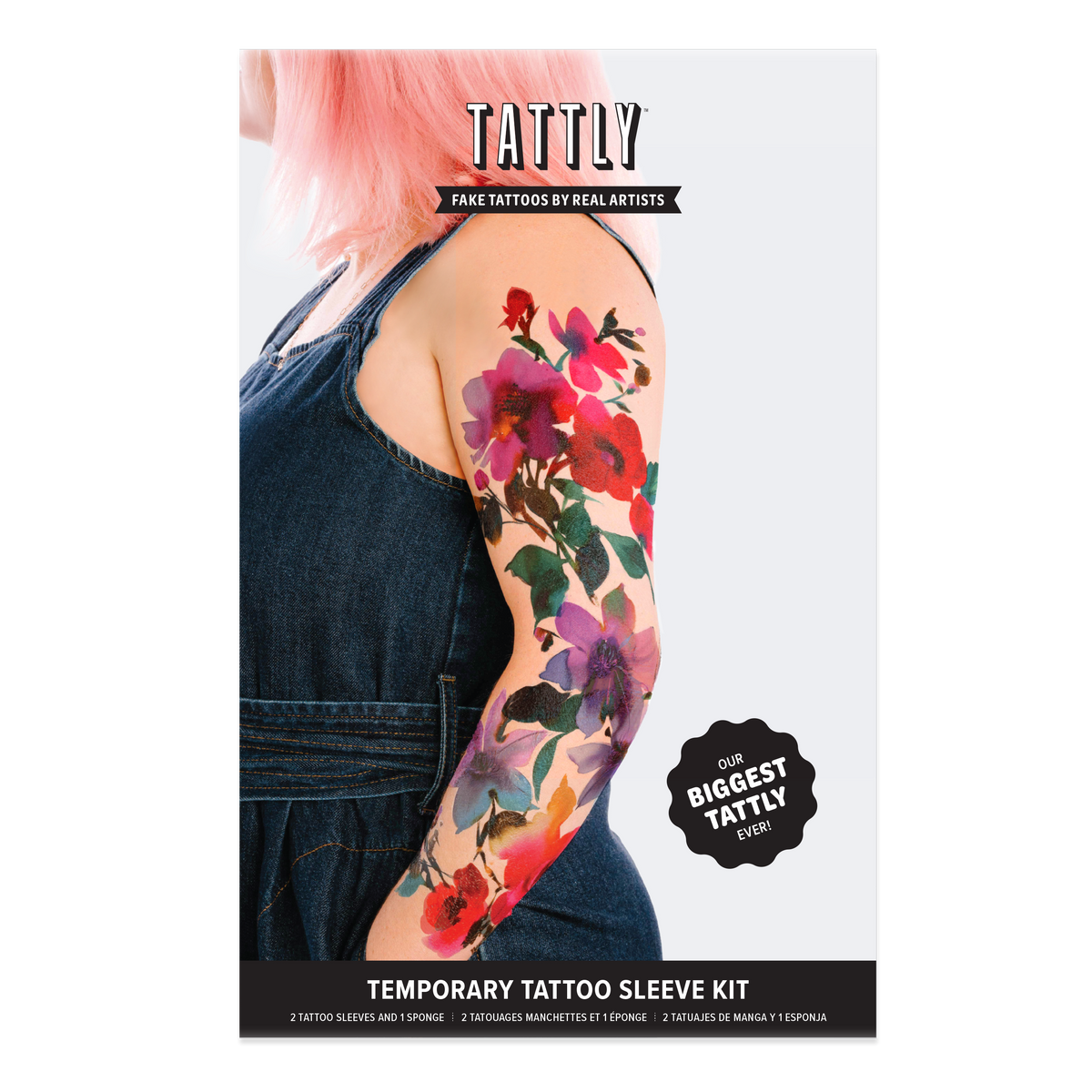 Tattly - Painted Floral Tattoo Sleeve Kit