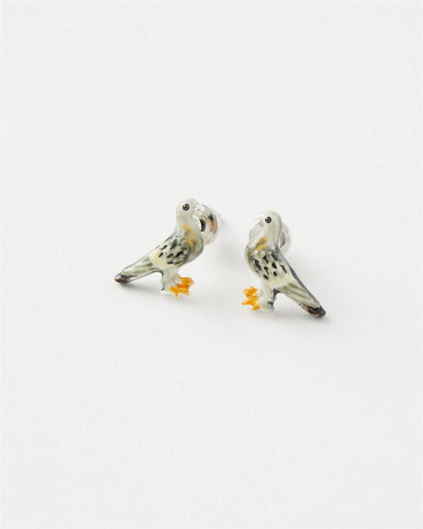 Fable England - FABLE Enamel Pigeon Stud Earrings - Hanging Box