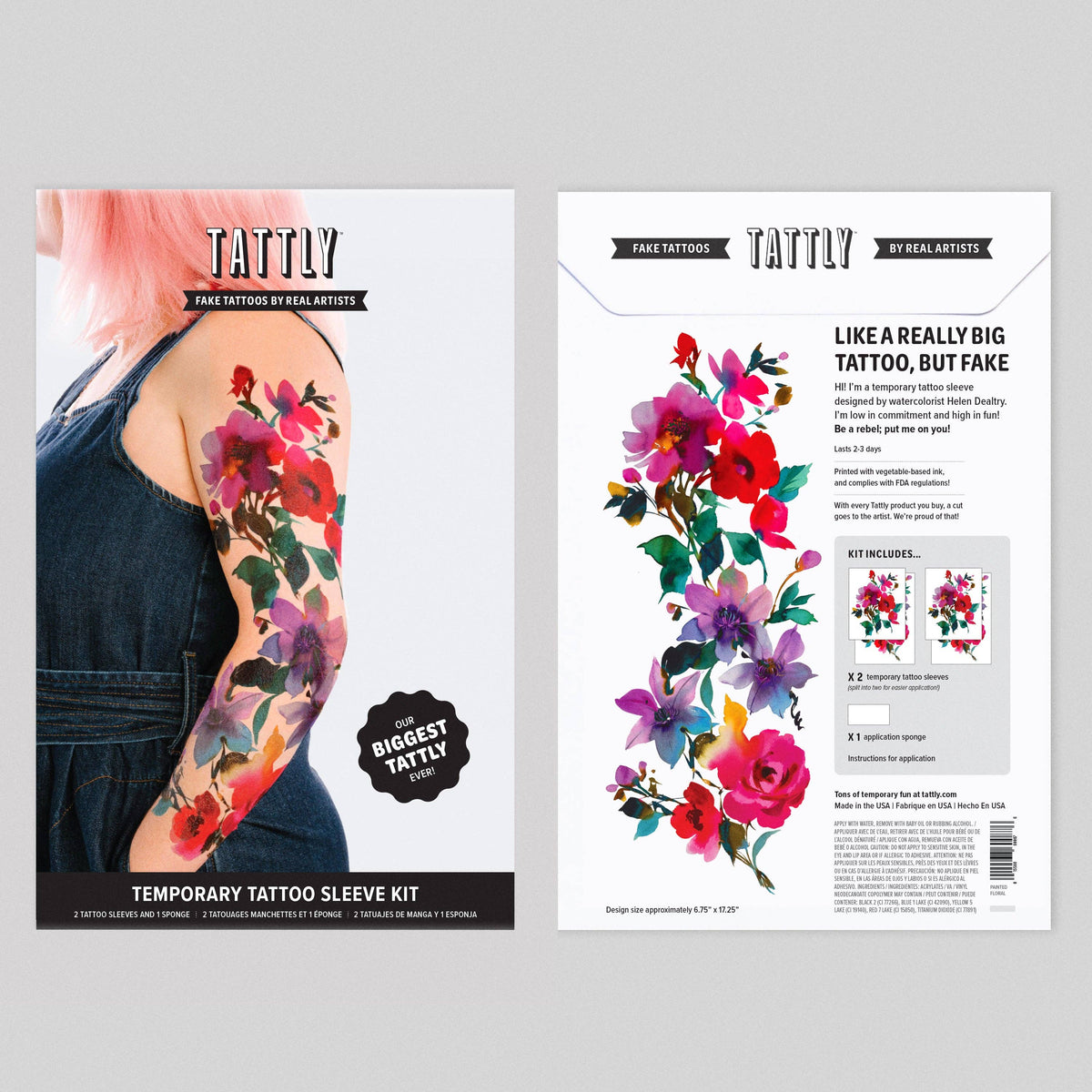 Tattly - Painted Floral Tattoo Sleeve Kit