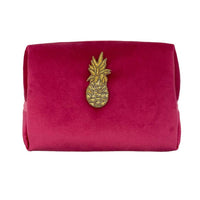Bright Pink Make-up Bag and Pineapple Pin