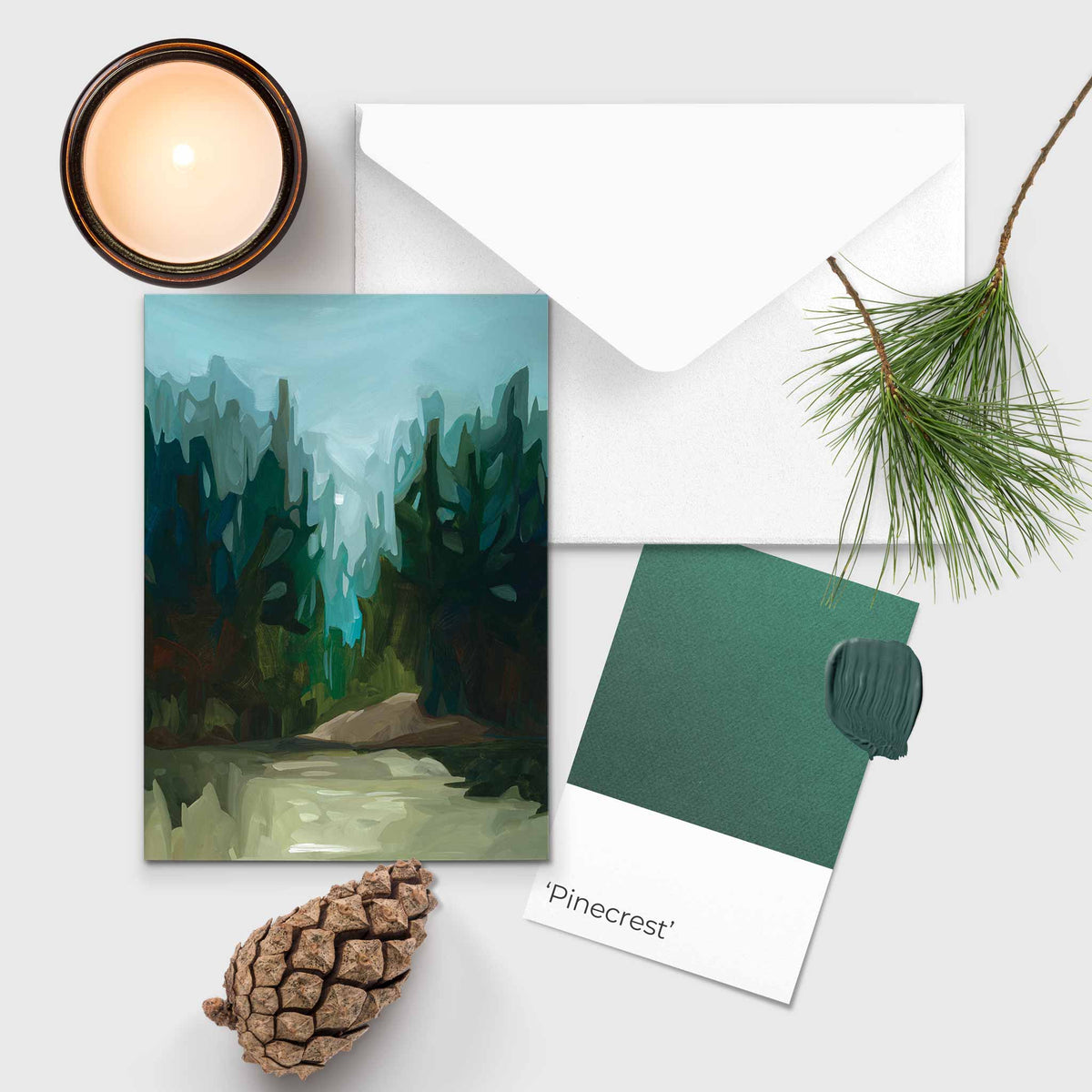 Susannah Bleasby Art - Pine Forest Painting | Fine Art Greeting Card | Art Card