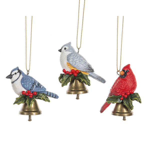 Bird on Bell Ornaments