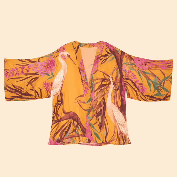 Oriental Crane short kimono