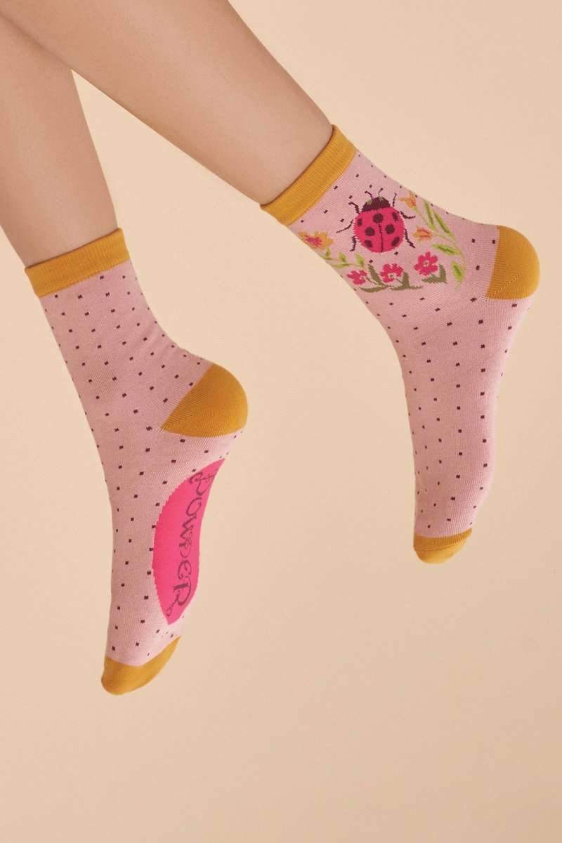 Ladies Ankle Socks - Ladybird in Petal