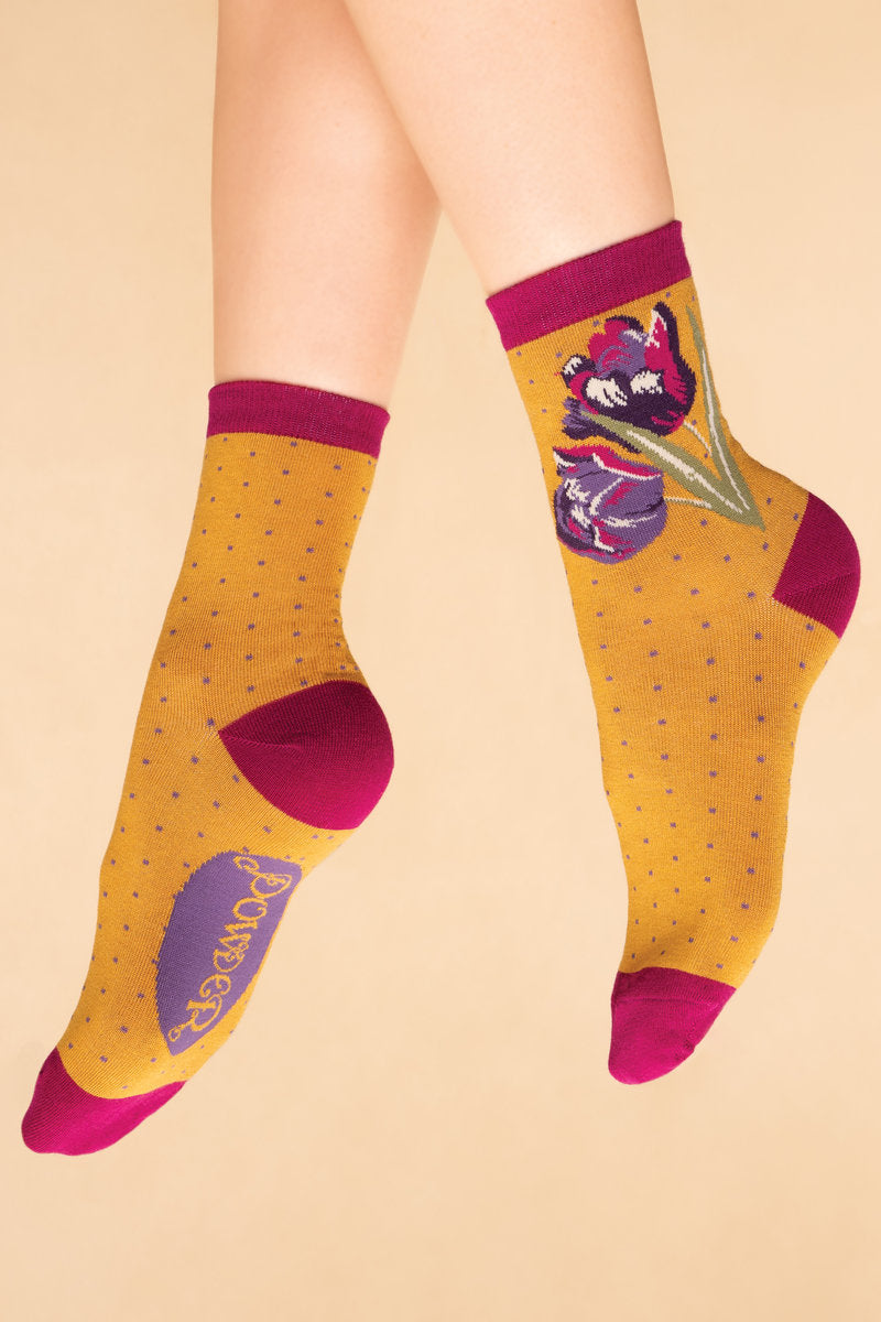 Tulips Ankle Socks - Mustard
