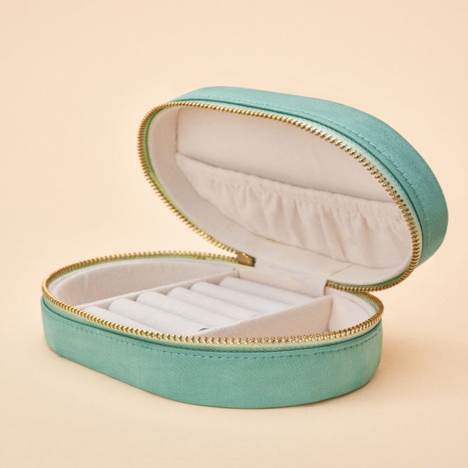 Oval Hummingbird Jewellery Box - Aqua