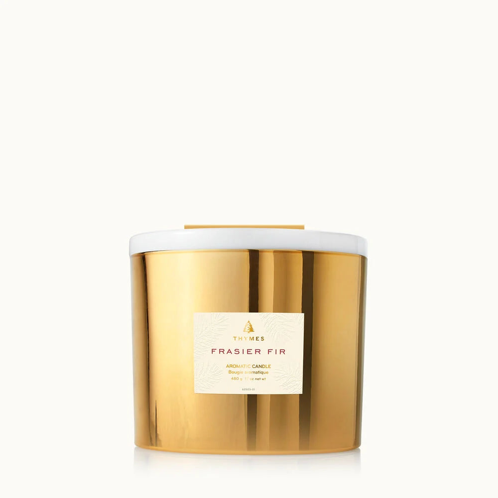 Frasier Fir Gilded Poured Candle, 3-wick Gold