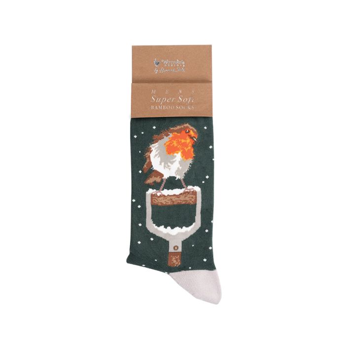 Men's Christmas Socks - A Little Red Robin