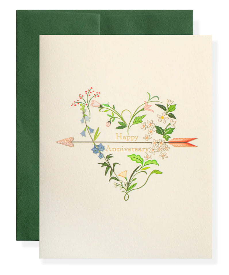 Floral Anniversary Heart Greeting Card