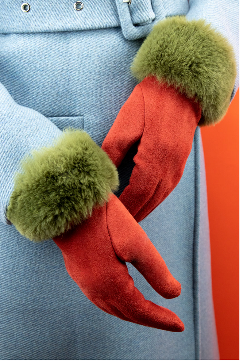 Bettina Gloves - Rust/Olive