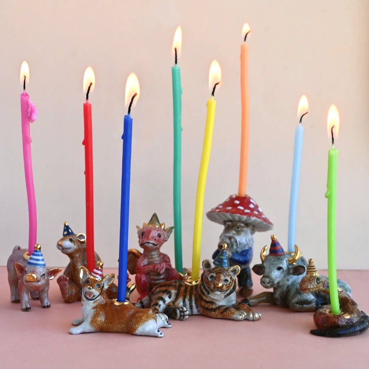 Camp Hollow - Rainbow Beeswax Birthday Candle Set 🌈8🎂