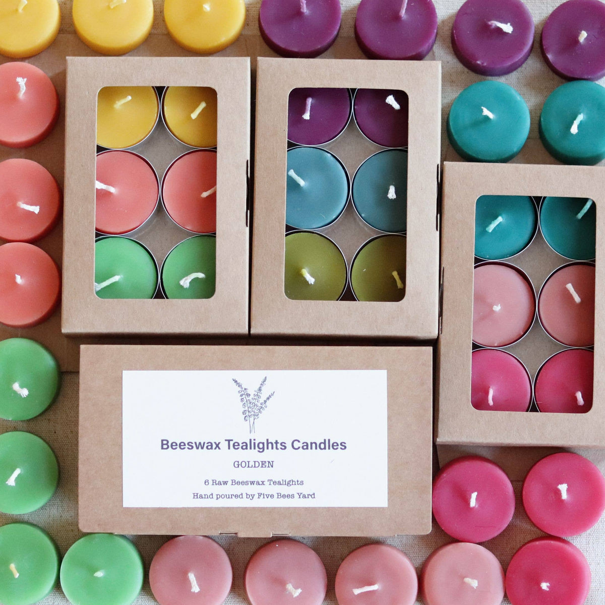 Five Bees Yard - Colourful Set of Eco Friendly Candles | Handmade Gift