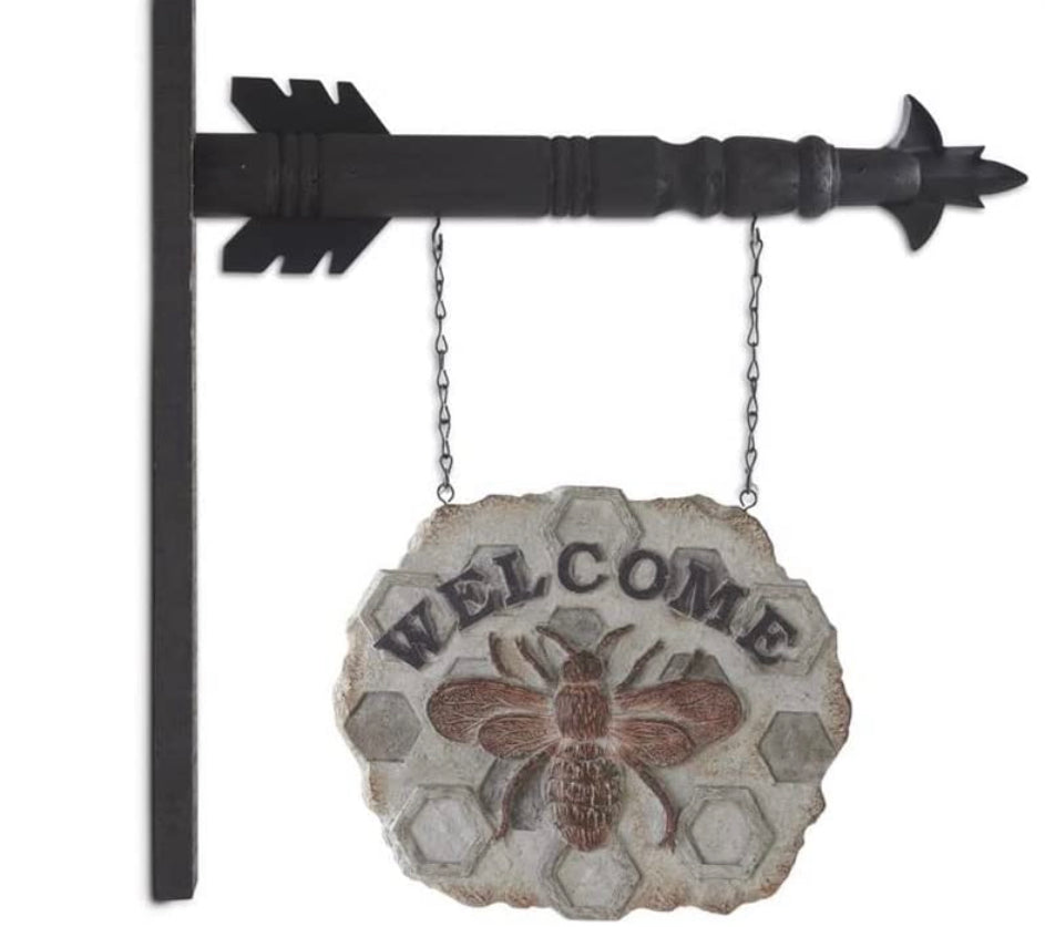 10” Grey Resin Honeycomb Welcome sign with Bee Arrow Replacement